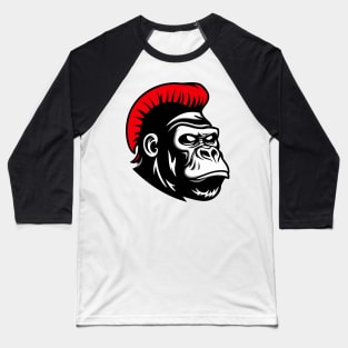 Gorilla With Red Mohawk Silhouette Design Baseball T-Shirt